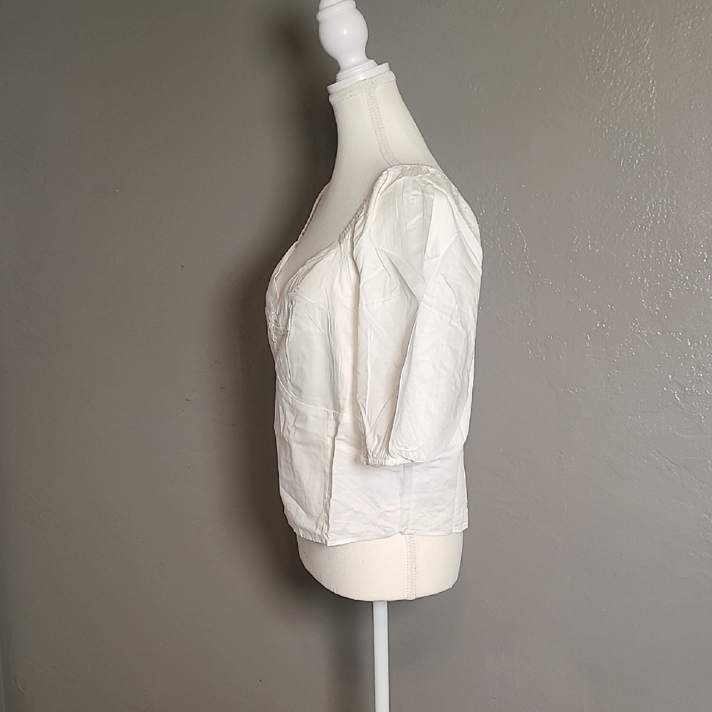 The Drop Annie Sweetheart Neckline Elegant White Women's Top Puff Sleeve XXL NWT - Picture 3 of 12